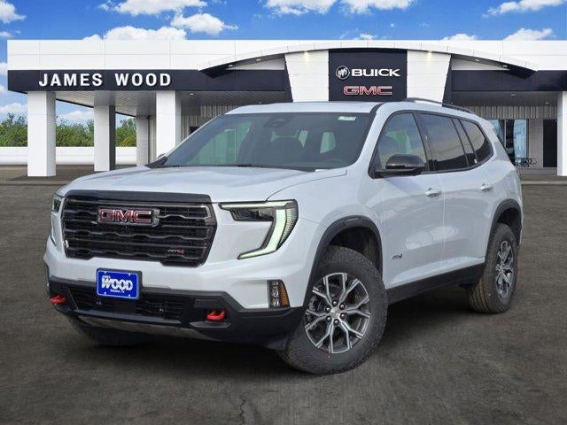 2026 GMC Acadia AT4 in Glacier White Tricoat — front three-quarter view