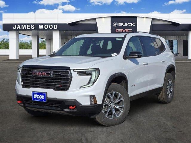 2026 GMC Acadia AT4 in Glacier White Tricoat — front three-quarter view