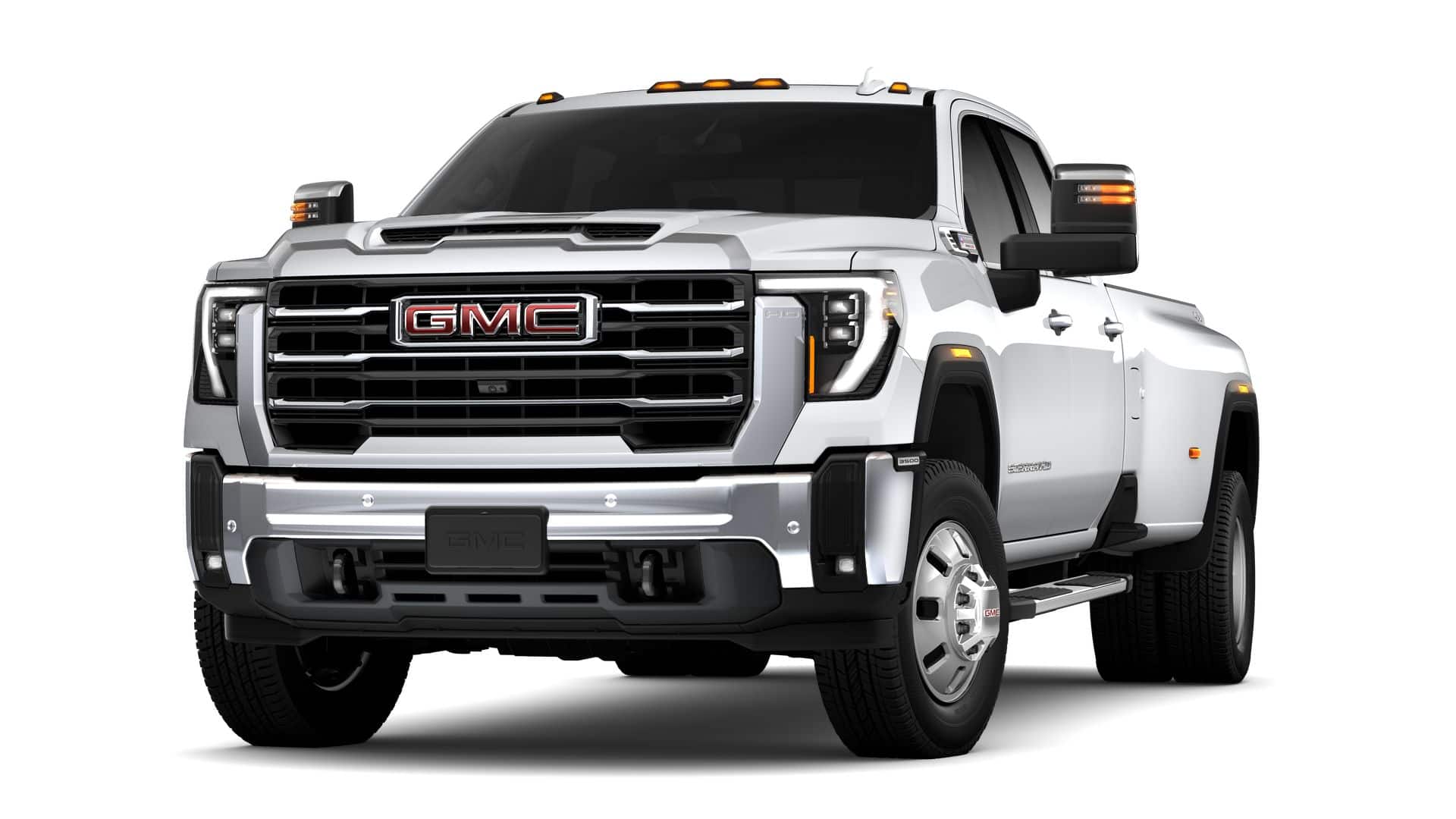 2026 GMC Sierra 3500 HD SLT DRW in Summit White — front three-quarter view