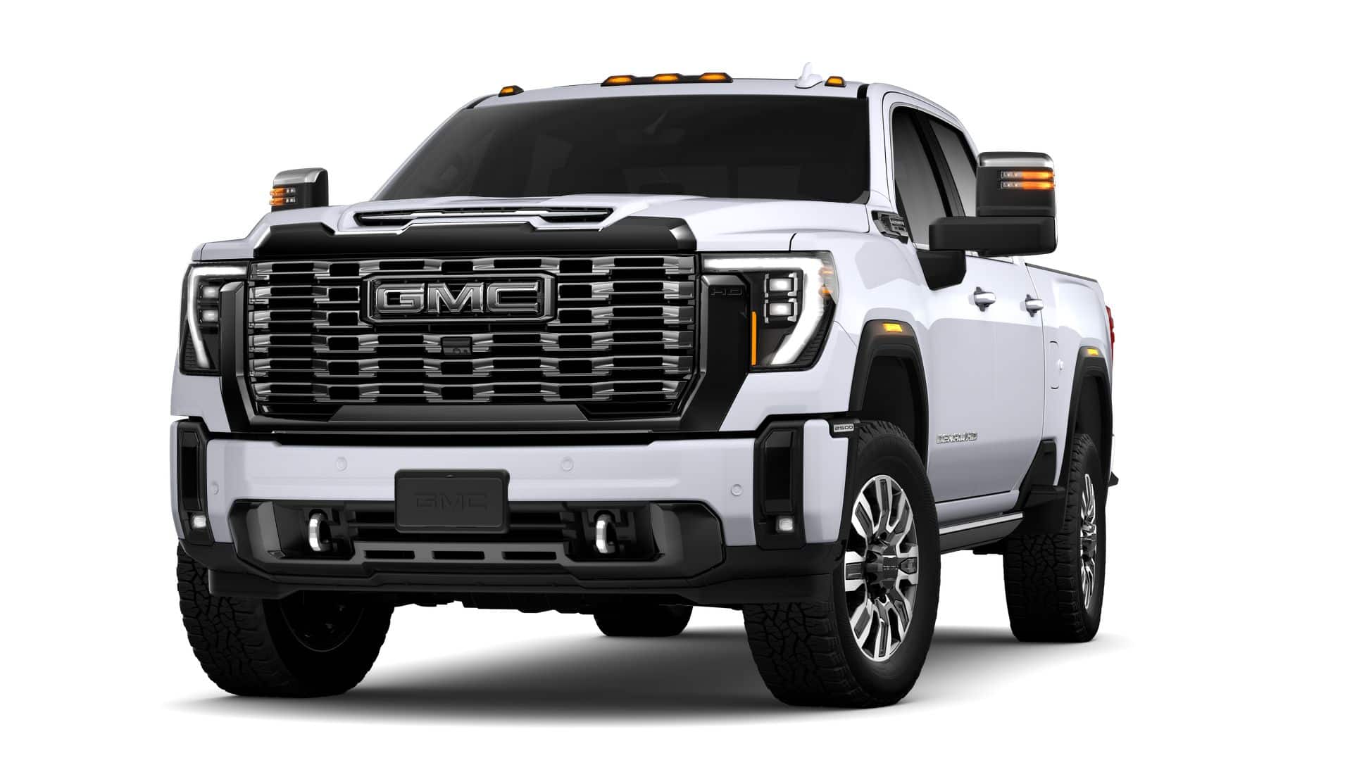2026 GMC Sierra 2500 HD Denali Ultimate in Glacier White Tricoat — front three-quarter view