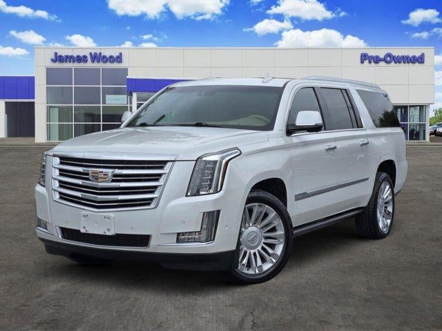 2019 Cadillac Escalade ESV Platinum in Crystal White Tricoat — front three-quarter view