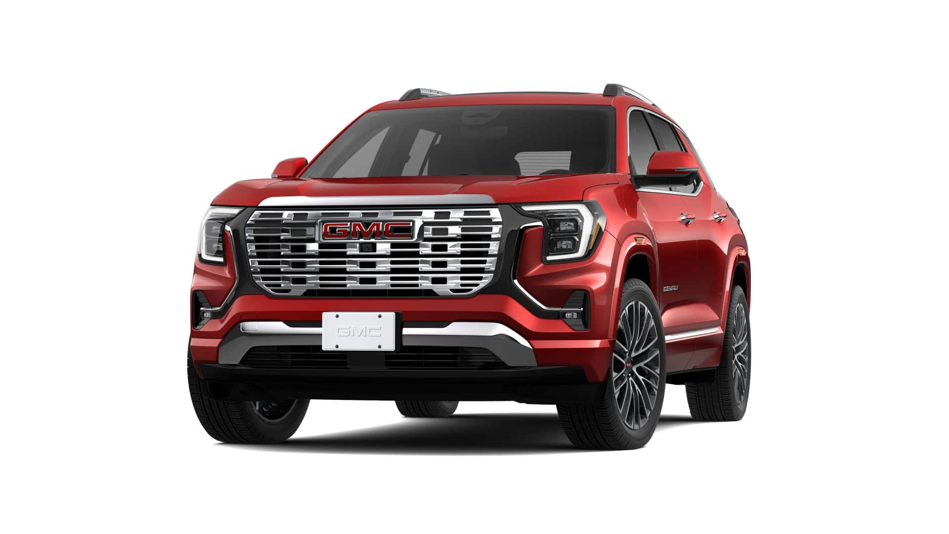 2026 GMC Terrain Denali in Volcanic Red Tintcoat — front three-quarter view